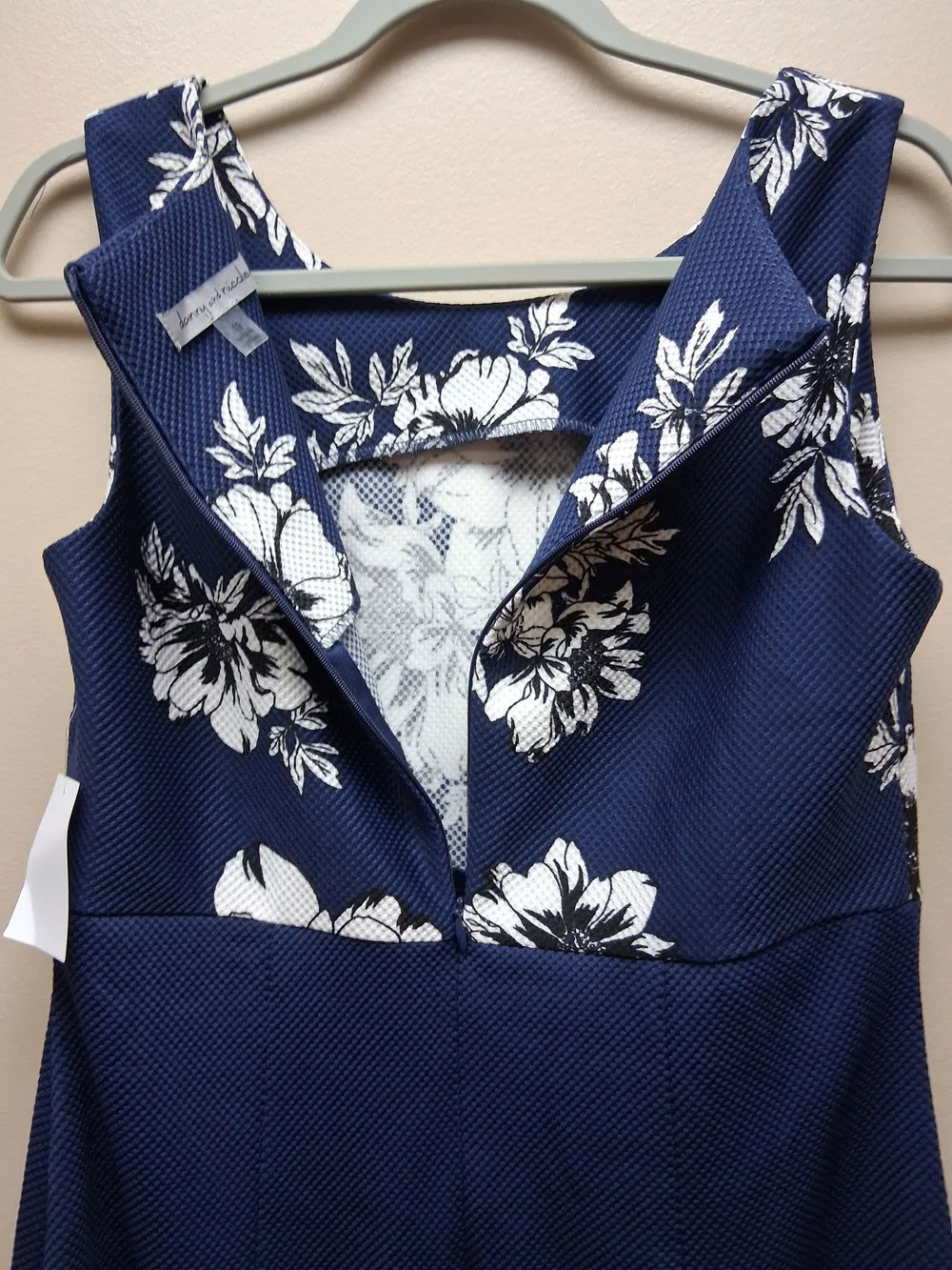 Danny & Nicole Navy Blue Floral Cropped Jacket & Sheath Dress Set Size 10 NWT